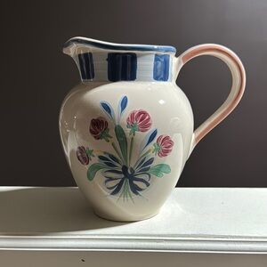 Lenox Blue and Pink Ceramic Art Pitcher